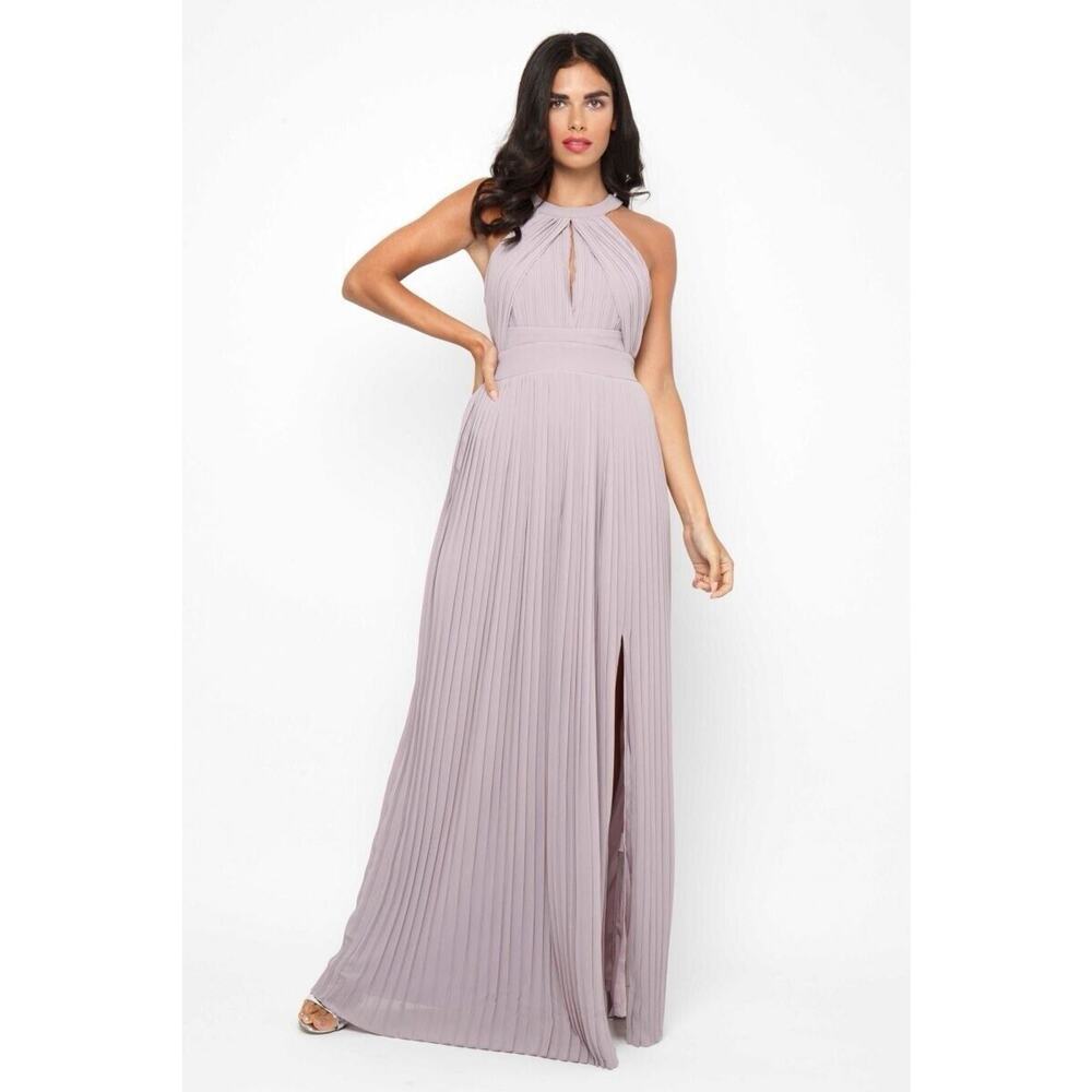 TFNC Prague Lavender Maxi Dress Bridesmaid Prom Pleats High Empire Waist UK6/US2